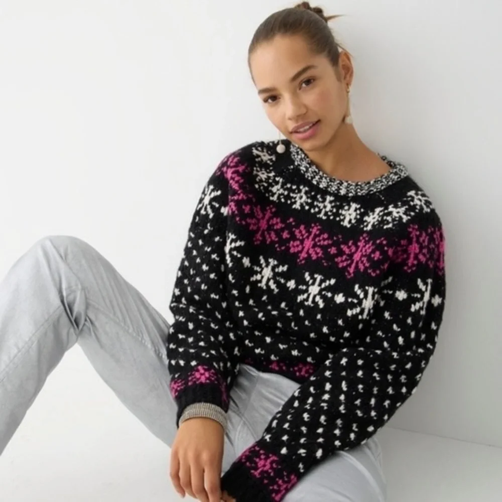 NWT! J. Crew Jacquard snowflake‎ pullover sweater